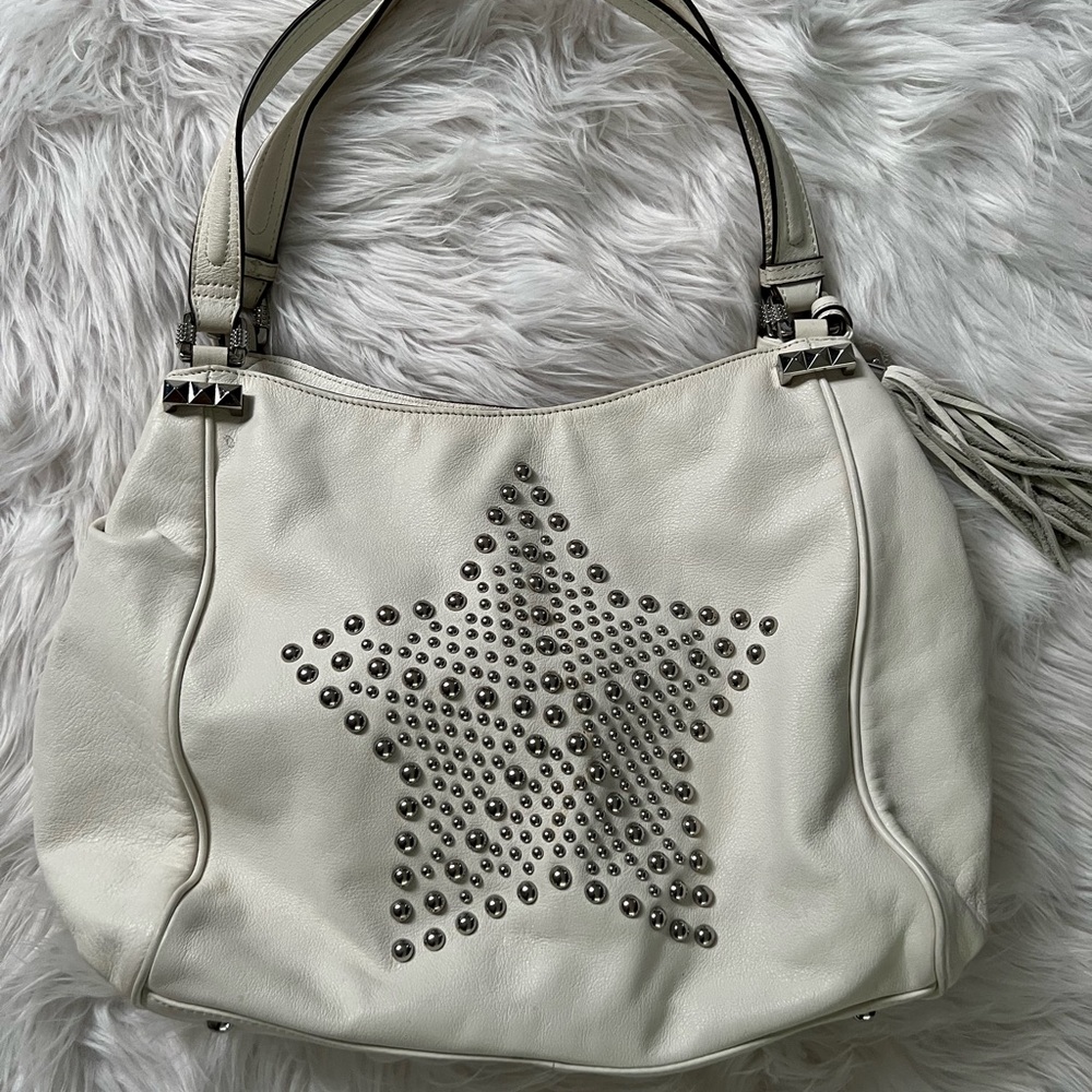 Aimee Kestenberg White Shoulder Bag with Silver Studs in a Star design